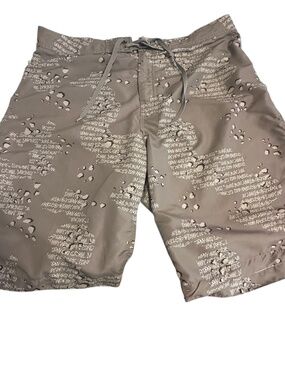 Vintage Stüssy x Futura World Tour Board Shorts 36 Grey Spellout Camo EUC